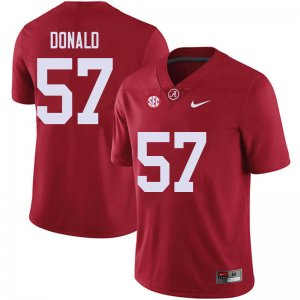 NCAA Men's Alabama Crimson Tide #57 Joe Donald Stitched College 2018 Nike Authentic Red Football Jersey KK17L02TY